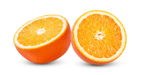 Orange fruit slice on white background