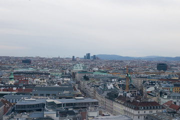 View of the Austrian capital Vienna from a height of St. Stephen's cathedral