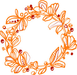 Orange colors hand drawing floral frame made in vector illustration decoration art wedding nature floral flower frame element romantic card ornate texture artistic summer border pattern design paper