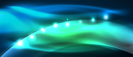 Abstract background. Shiny design neon waves with light effects, techno trendy design. Vector Illustration For Wallpaper, Banner, Background, Card, Book Illustration, landing page