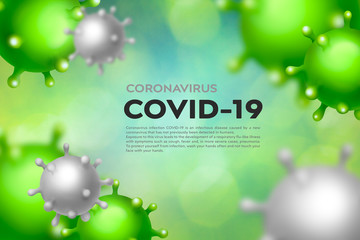 Coronavirus 2019-nCov is a new Asian influenza virus. Opsy bacteria causing a pandemic. Virus banner close up