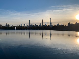 New York Avenue skyline from Central Park lake