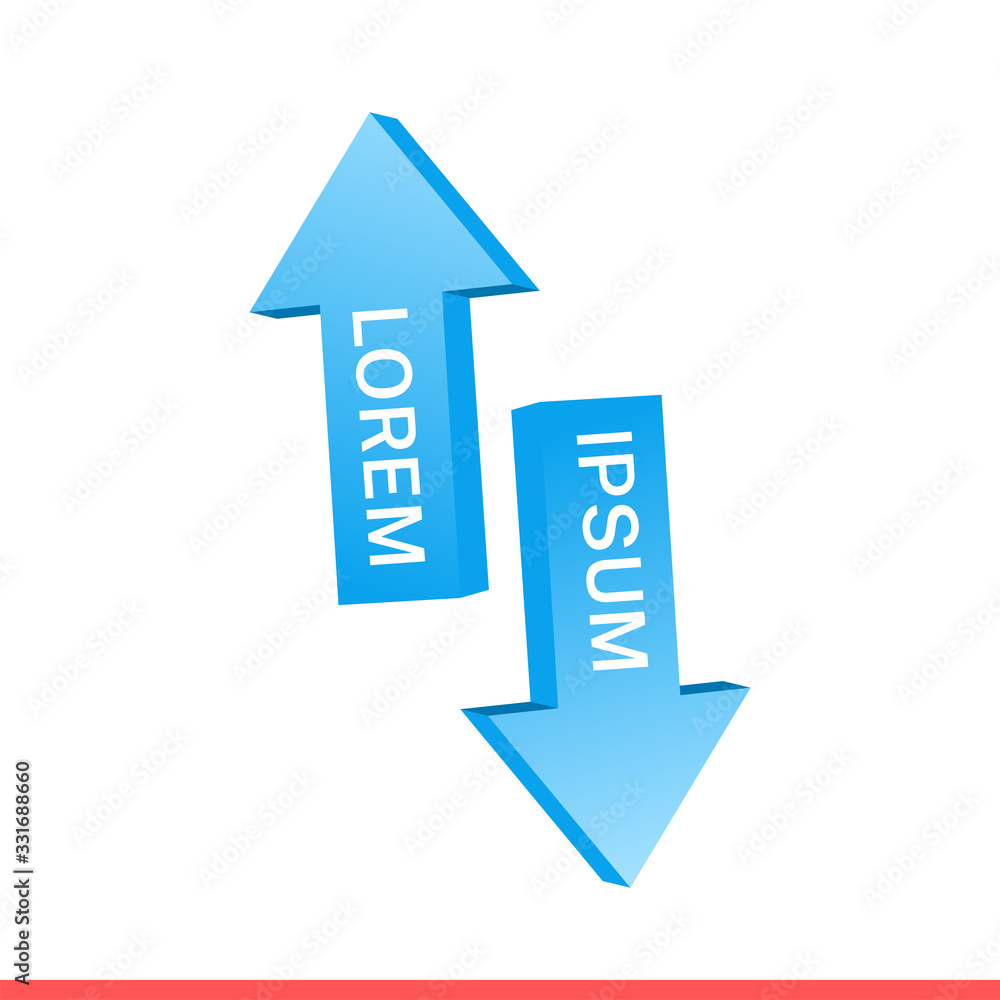 Poster isometric arrow vector icon, left right down up direction symbol. simple, flat design for web or mob