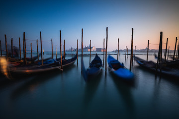 View of gondolas in Venice, Italy