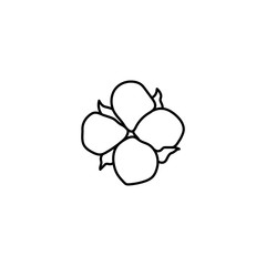 Cotton plant branch in trendy minimal style. Outline organic cotton flower for logo . Botanical vector illustration