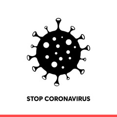 Coronavirus vector icon, bacteria symbol. Simple, flat design for web or mobile app