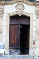 Beautiful front doors in an old European building
