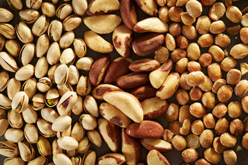 Brazil nuts, pistachio nuts and sacha inchi nuts 