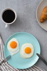 flat lay of food on gray concrete table