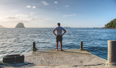 Ko Ngai Hai Island ocean peer view with person