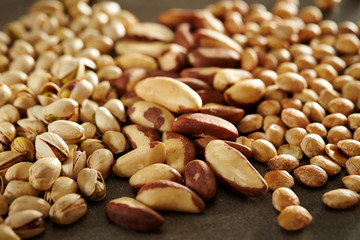 Brazil nuts, pistachio nuts and sacha inchi nuts 