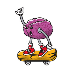 brain in skateboard comic character