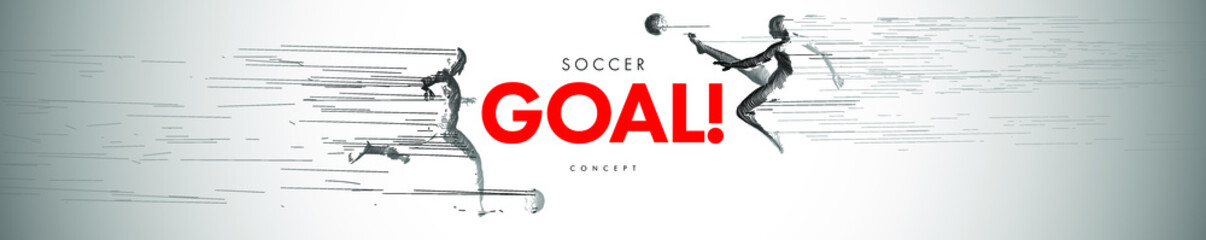 A set of football, soccer players drawing by lines with text. Creative sport concept. Art vector graphic for brochures, flyers, presentations, logo, print, web