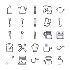 Isolated kitchen and cook gradient style icon set vector design
