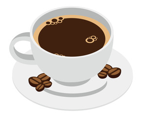 コーヒーカップとコーヒー豆のイラスト