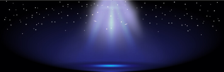 Unidentified flying object in the sky.  Space ship with transparent blue ray