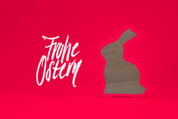 Frohe Ostern Hintergrund mit hölzernem Deko-Hasen