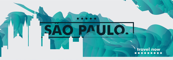 Brazil Sao Paulo skyline city gradient vector banner