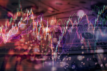 Stock index on the computer monitor . Financial data on a monitor which including of Market...