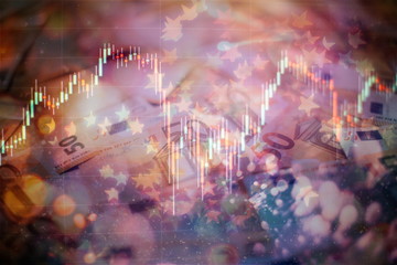 Stock index on the computer monitor . Financial data on a monitor which including of Market...