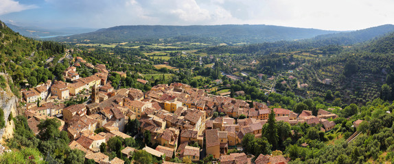 View of village Moustiers Sainte Marie, France