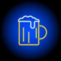 vector neon flat design icon of shiny lager beer glass symbol