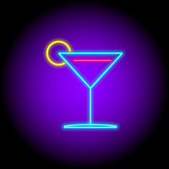 vector neon flat design icon of party bar fresh cocktail symbol