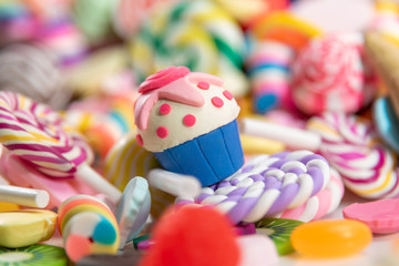 Toys. Candy background.