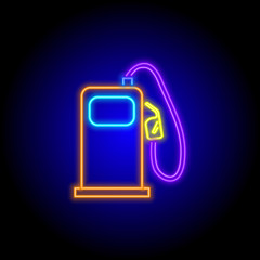 vector neon flat design icon of automobile retro gas station symbol