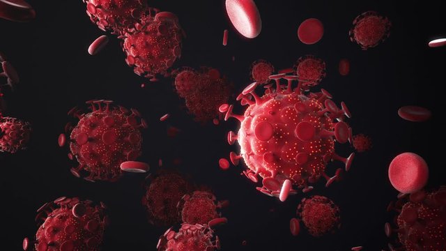 Chinese coronavirus COVID-19 under the microscope,Coronavirus Covid-19 outbreak influenza background.Pandemic medical health risk concept with disease cell,3d illustration