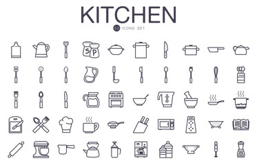 Isolated kitchen and cook gradient style icon set vector design