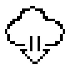 Fototapeta premium vector pixel art flat icon of download cloud symbol