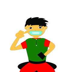 COVID-19 Pandemic Coronavirus. How to wear Surgical mask for Dust protection. vector illustration