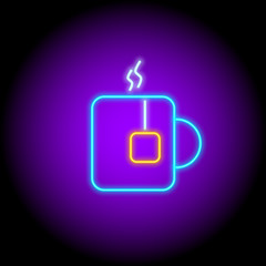 vector neon flat icon of aroma tea cup