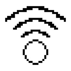 vector flat pixel art icon of wi-fi black symbol