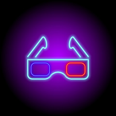 vector neon flat icon of cinema 3d glasses