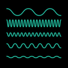 vector neon flat icon of wave line amplitude
