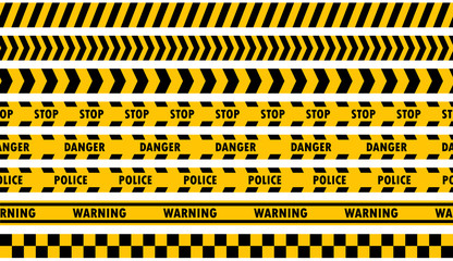 Warning label, warning tape, danger signs vector.