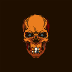 Original vector illustration in retro style skull head with eyes.