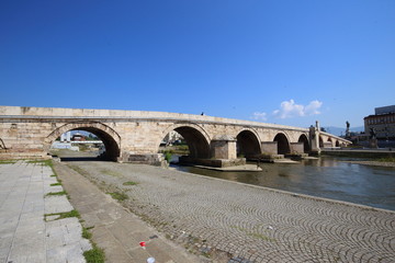  Stone bridge in Skopje in Macedonia