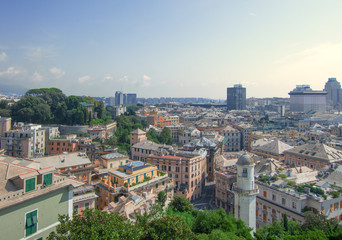 the roofs of Genoa viewed from above on board one  funicolar