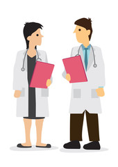 Fototapeta premium Doctor talking with his colleagues in a hospital. Concept of healthcare system or medical occupation.
