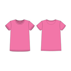 T-shirt in pink color for women isolated isolated on white background.