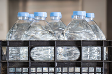 plastic bottles of water close-up