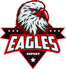Eagle Mascot Esport Logo Design Vector with Modern Illustration Concept Style for Badge, Emblem and Tshirt Printing. Angry Eagles Logo for sport and esport team.