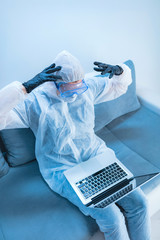 Self-isolation and working from home, prevention, hysteria, fear of viruses and diseases.