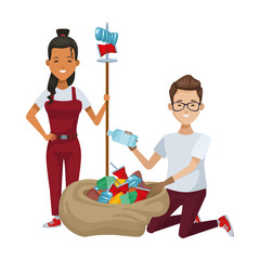 environmentalists couple recycling avatars characters