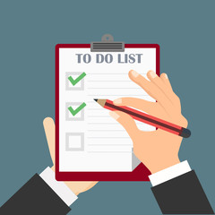 Writing hands with pencil, paper of plan