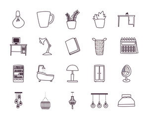Isolated home line style icon set vector design