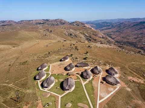 Small traditional resort village located on Sibebe Rock, monolith rock in Eswatini